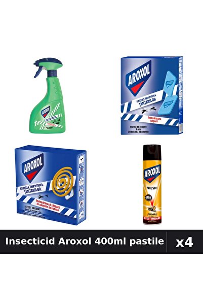 Aroxol Set 4 Spray Insecticid 400ml + Pastile Anti-Insecte - Protectie Casa