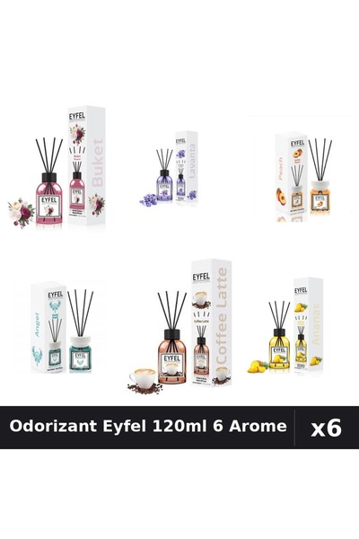 Eyfel Set 6 Odorizante Camera Betisoare - 6 Arome Asortate, 120ml Parfum