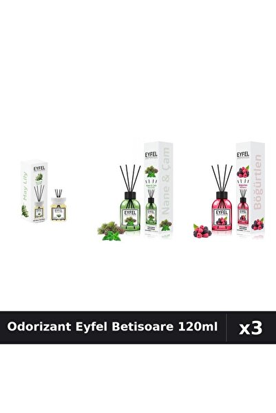 Eyfel Set 3 Odorizant Camera Betisoare 120ml - Lacramioare, Pin Mentă, Fructe...