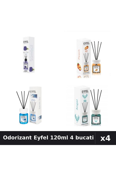 Eyfel Set 4 Odorizant Camera Betisoare 120ml - Angel, Cool Water, Piersica, Z...