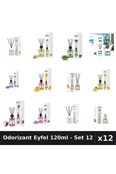 Eyfel Set 12 Odorizante Camera Betisoare 120ml - 12 Arome Asortate, Parfum In...