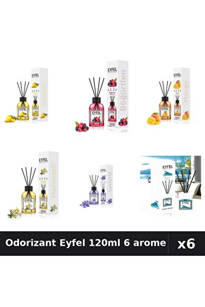 Eyfel Set 6 Odorizante Camera Betisoare - 6 Arome Asortate, 120ml Parfum Intens