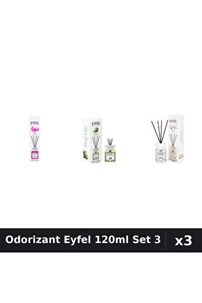 Eyfel Set 3 Odorizant Camera Betisoare 120ml - Bubble Gum, Lacramioare, Bumbac