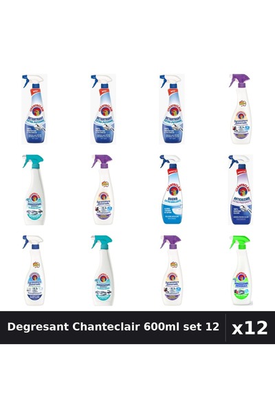 Chanteclair Set 12 Degresant Universal 600-625ml - 7 Arome, Detartrant, Antic...