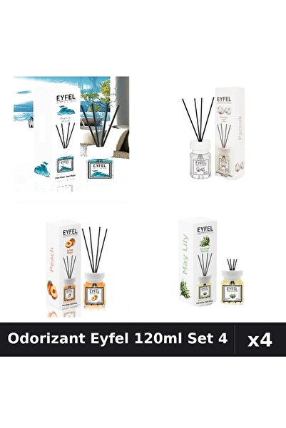 Eyfel Set 4 Odorizant Camera Betisoare 120ml - Ocean, Bumbac, Piersica, Lacra...
