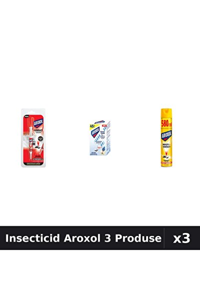 Aroxol Set 3 Insecticid - Spray 580ml, Pastile Anti-Insecte, Aparat Electric ...