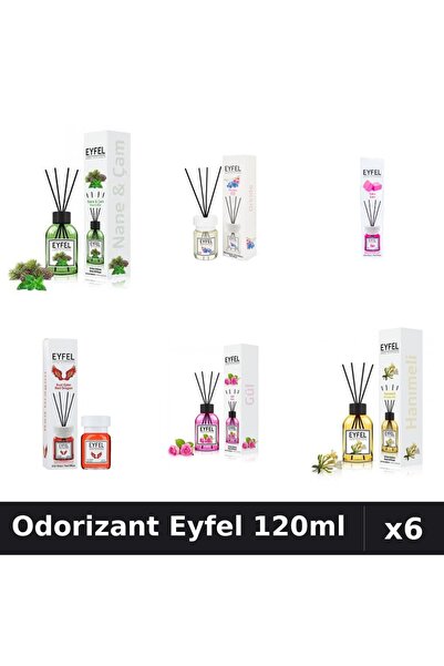 Eyfel Set 6 Odorizante Camera Betisoare - 6 Arome Asortate, 120ml Parfum Intens