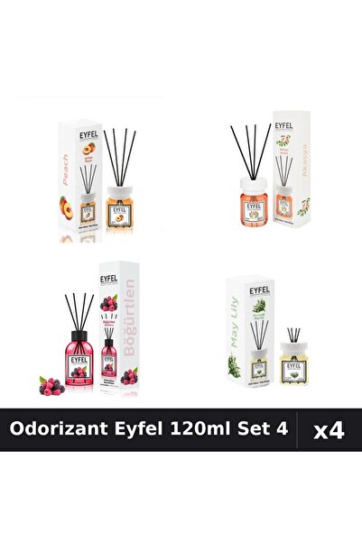 Eyfel Set 4 Odorizant Camera Betisoare 120ml - Piersica, Acacia, Fructe, Lacr...