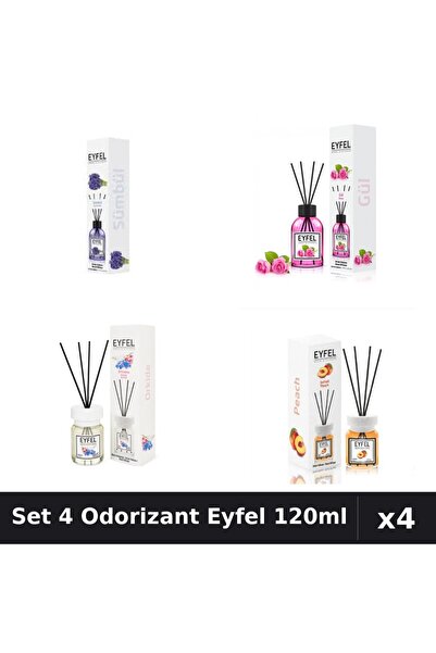 Eyfel Set 4 Odorizante Camera Betisoare, Orhidee, Piersica, Trandafir, Zambil...