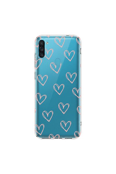 PPKin Samsung Galaxy M11 Compatible Heart 6 Design Transparent Case