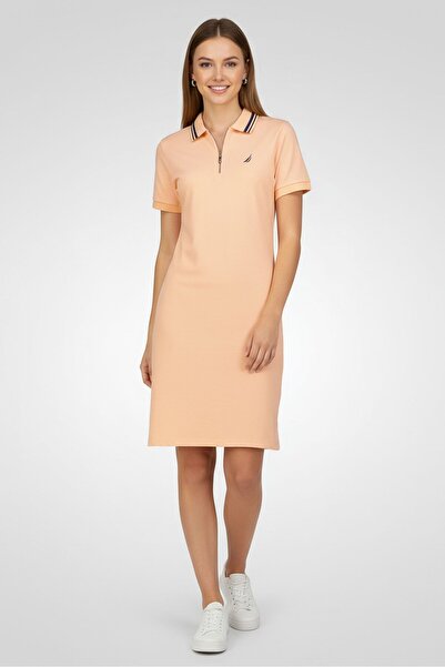 Nautica Women Embroidered Logo Mini Dress, Peach