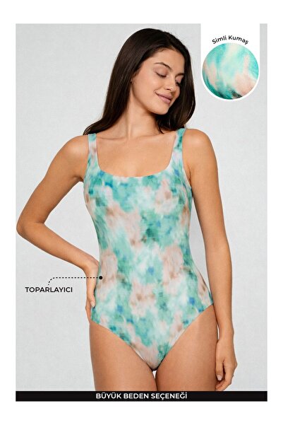 Kom Pirkuise Patterned Glittery Fabric Swimsuit