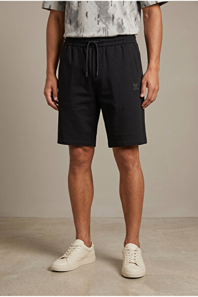 ETEN Woven Elasticated Black Shorts With Patch Detail In Pocket