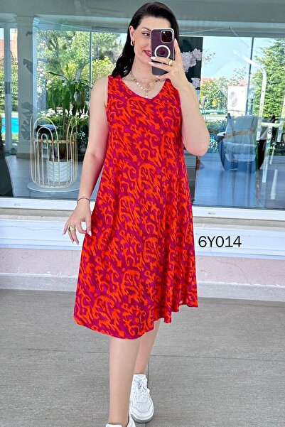 İnce Topuk Crew Neck Zero Sleeve Viscose Dress 6Y014