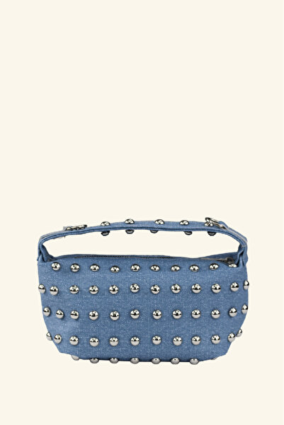 birizmoda Women's Mini Staple Detailed Chain Strap Hand and Shoulder Bag - Blue