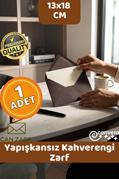 CANVELA Premium Kahverengi Zarf 13x18 cm Mektup Kartpostal Davetiye Zarfı