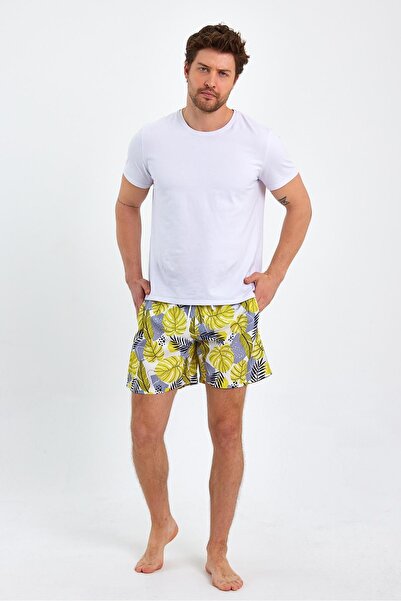yakamor Patterned Pocketed Swim Shorts Desen9