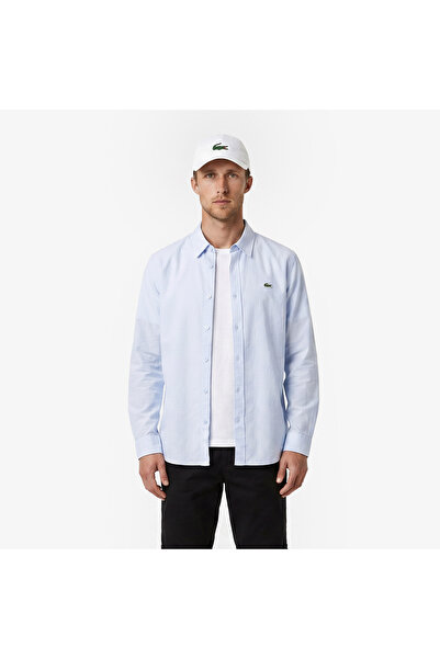 Lacoste Erkek Regular Fit Düğmeli Yaka Açık Mavi Gömlek
