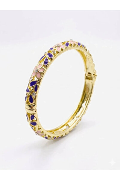 Marsilyan Ieg - Spring Sparkle Purple & Pink Enamel Embellished Cuff Bracelet...
