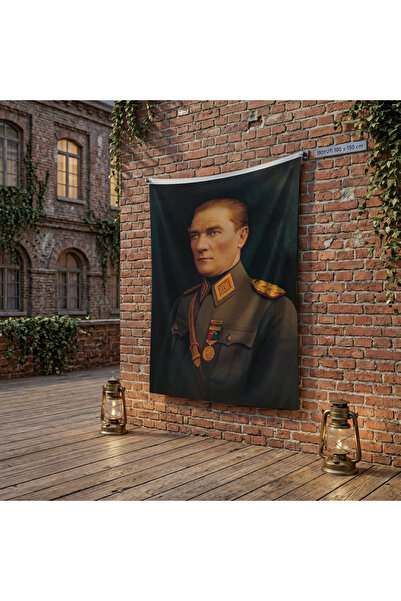 puntodizayn Üniformalı Gazi Mustafa Kemal Atatürk poster Bayrak Raşel Kumaş 1...