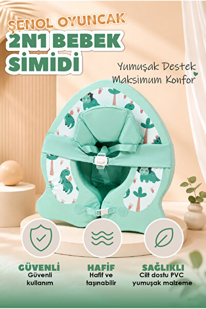 ŞENOL OYUNCAK 2'si 1 Arada Bebek Yüzme Simidi Dinazor Desenli Oturmalı Simit ...