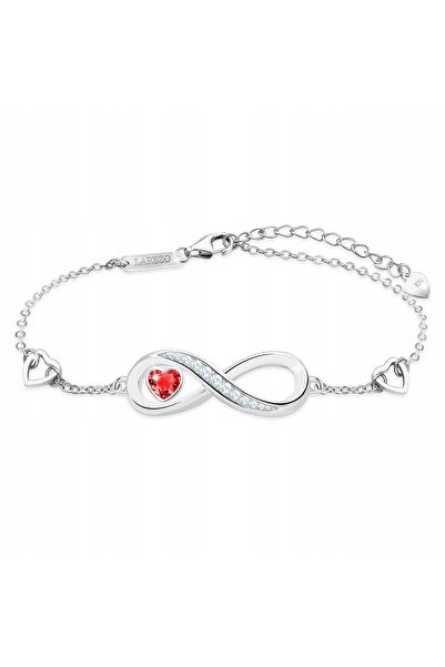 Larezo Brățară din argint Inimă Infinit Roșu Cubic Zirconia Love ARGINT 925