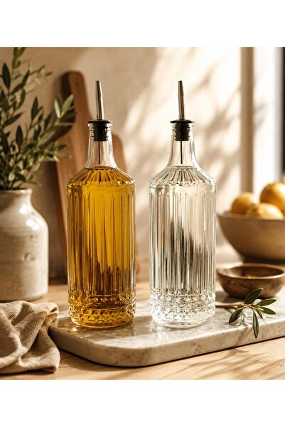 E Züccaciye Lüx Model Büyük Yağdanlık & Cam ve El yapımı (1 Litre 2 ADET)