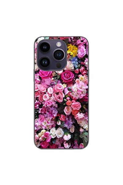 OEM Case compatible with Apple iPhone 15 Pro Silicone Gel Tpu Pink Rose Pattern