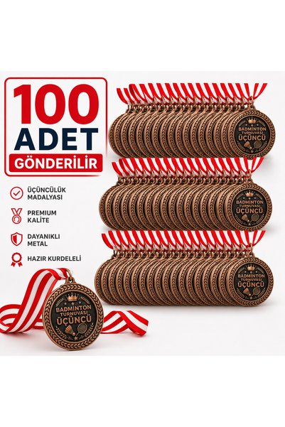 HiperAD Reklam BADMİNTON TURNUVASI ÜÇÜNCÜLÜK MADALYASI Metal | Ödül Madalyası ÜÇÜNCÜLÜK Yarışma Okul Spor Tören BADMİNTON 100 ADET