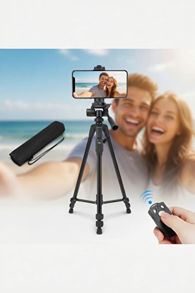 RAYLAX Profesyonel Kamera ve Telefon Tripodu 155 cm Bluetooth Kumandalı Su Te...