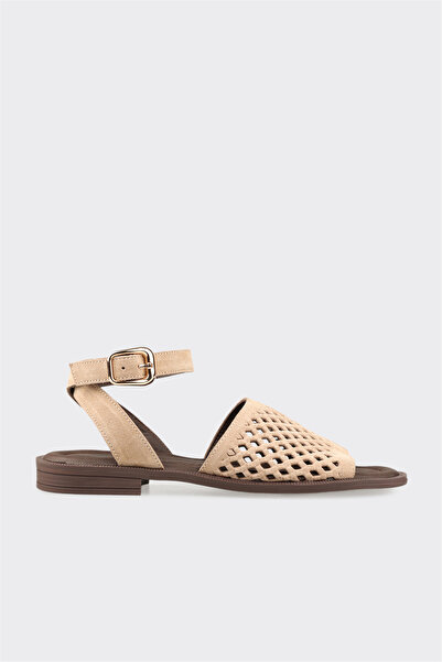 Elle Shoes Bej Deri Kadın Sandalet