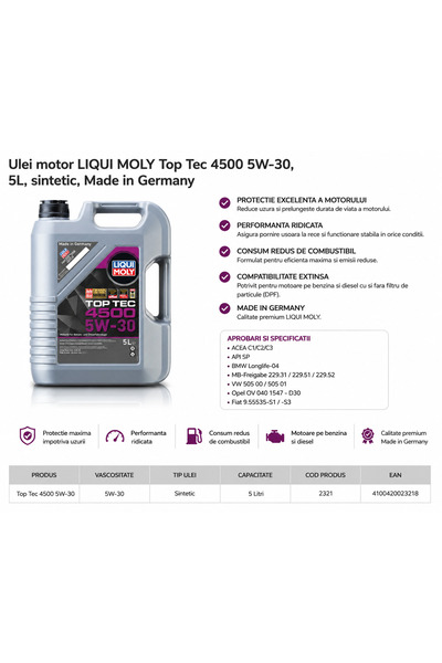 Liqui Moly Ulei de motor Top Tec 4500 5W-30, 5L