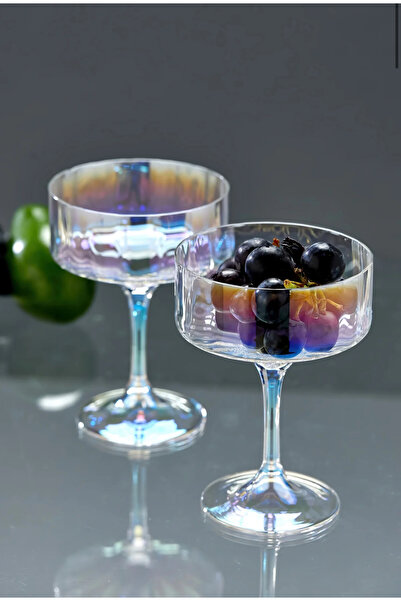 coker 360 ml Set of 2 Borosilicate Glass Serving Dishes with White Stands