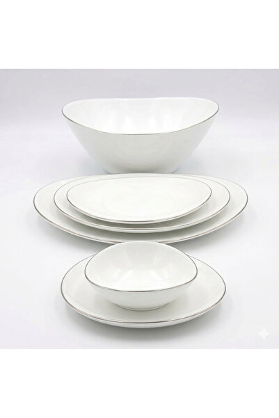 Zinora 18 Pcs Dinner Set Gold line Opal Glassware Microwave Dishwasher Safe