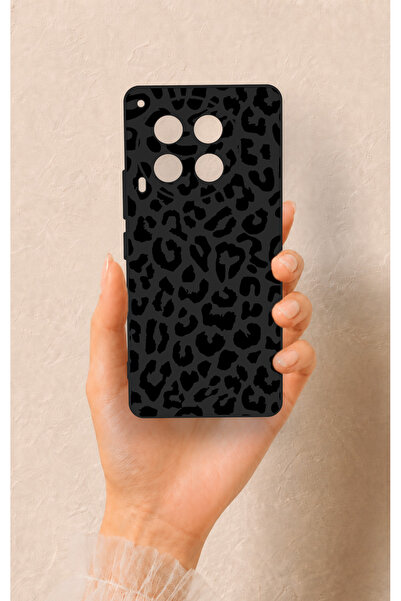 Vip Case Tcn Camon 30 Uyumlu Siyah Leopar Desenli Silikon Kılıf