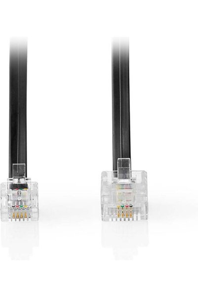 Nedis Επίπεδο Καλώδιο Τηλεφώνου RJ11 6P4C 5μ Μαύρο (233-2608)