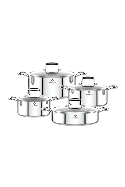 VOGATI TRY-PLY STAINLESS STEEL 8PCS COOKWARE SET POT AND PAN WITH GLASS LID -...