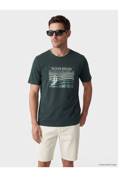 LC Waikiki Ανδρικό T-shirt με στρογγυλή λαιμόκοψη και στάμπα