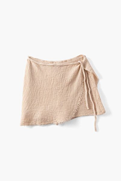 İpekçi Otantik Nomad Muslin Wrap Shorts Skirt Beige