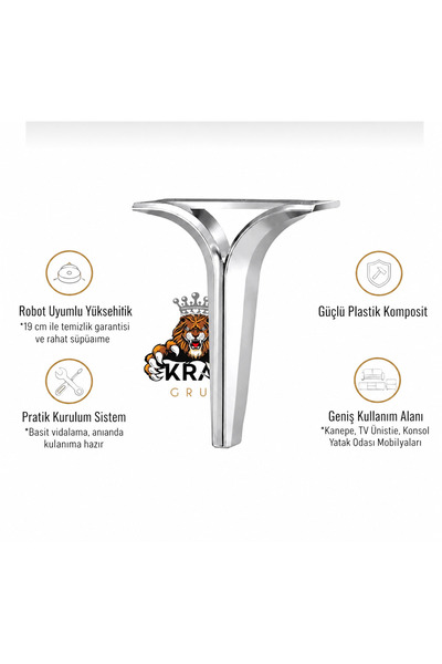 KRAL GRUP HIRDAVAT Nergi̇s 19 cm Chrome Sofa Bedroom Tv Unit Console and Offi...