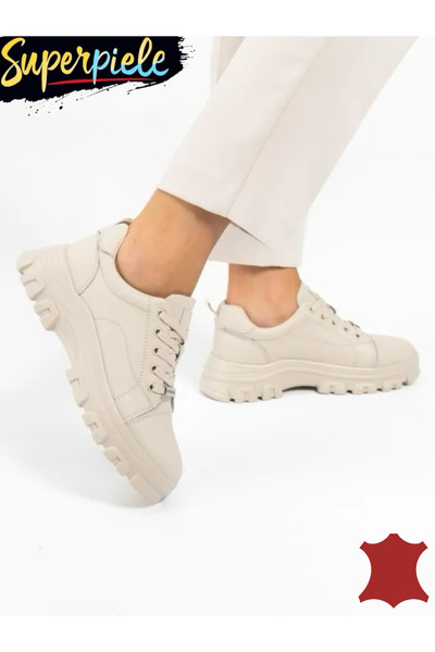 virboti Sneakers bej damă piele naturală super ușori și comozi