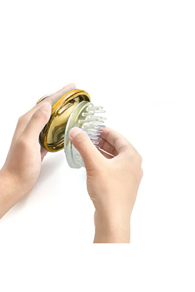 ulus grup Soft Silicone Gold Hair Brush with 100ml Shampoo Reservoir