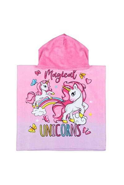 Cumpara-Istet Prosop Poncho de Plajă din Bumbac cu Glugă, cu Unicorn Roz, pen...