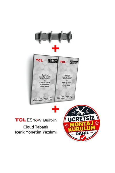 TCL Tmn 55” 2x1 Digital Menüboard Paketi | Profesyonel Signage Ekran Sistemi