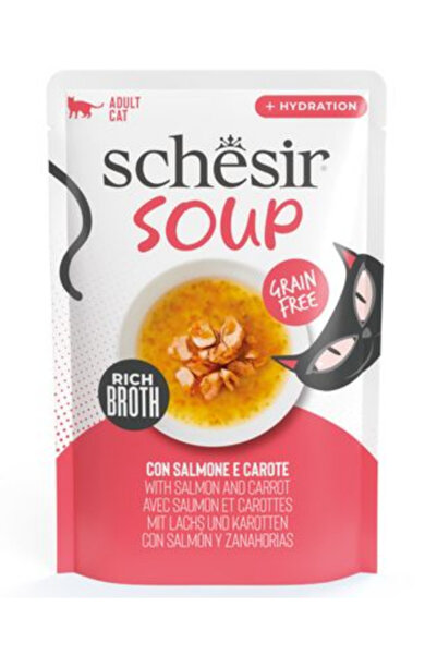 Schesir Supa la plic pentru pisici cu somon si morcov, 1x 40 gr
