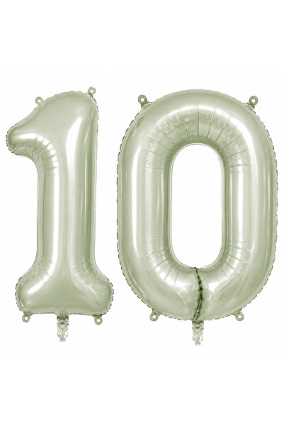BeySüS 10 Number Foil Balloons Green Color (76 cm)