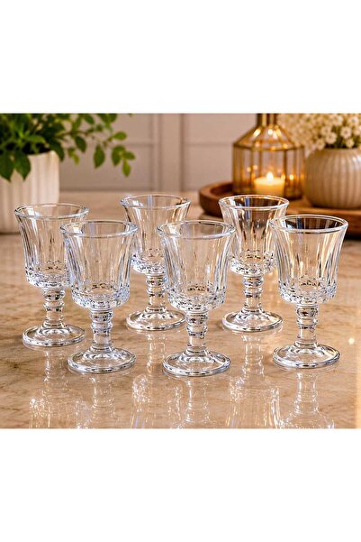 RASHA COLLECTION 6'Lı Kristal Kahve Yanı Bardağı