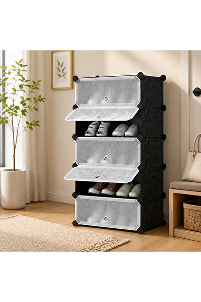 FOXMAG24 Modular shoe cabinet, with 5 doors, made of hard plastic, dimensions...
