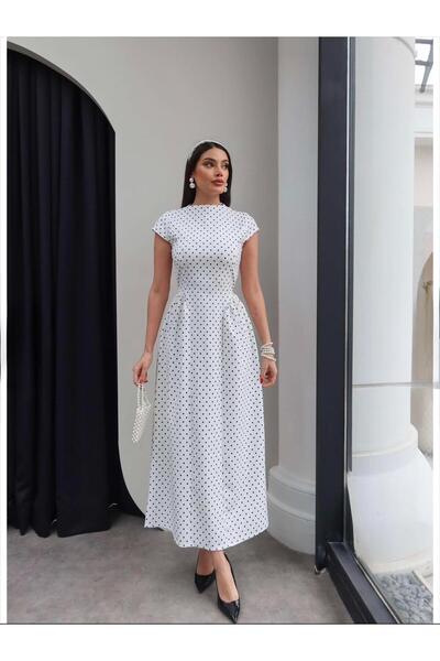 FMN Collection Short-Sleeved, Waist-Fitting, Six-Way Flared Skirt, Long Midi ...