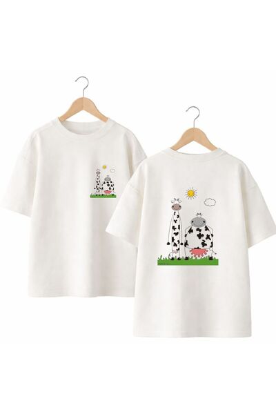playwear تي شيرت بطباعة على الظهر والصدر الأمامي من القطن بنسبة 100%، مقاس كب...